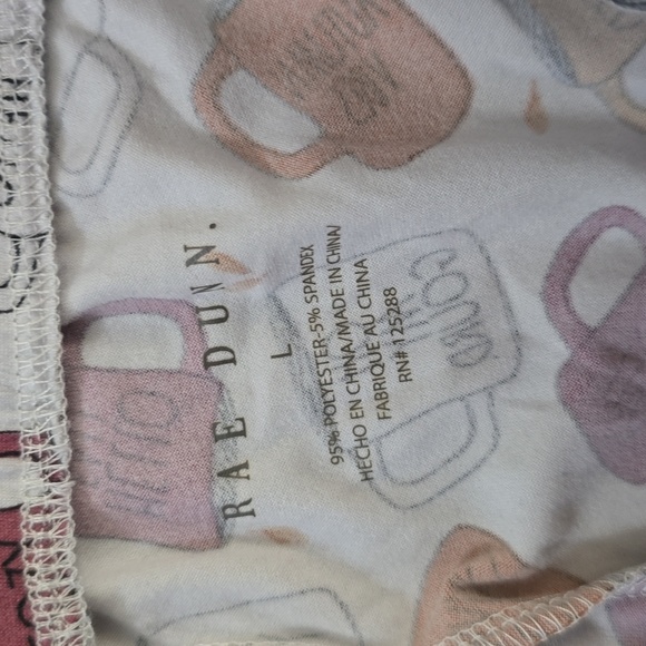 RAE DUNN Pajama Bottoms with Mug Print Cozy Casual Sleepwear Sz L Joggers - Picture 2 of 5